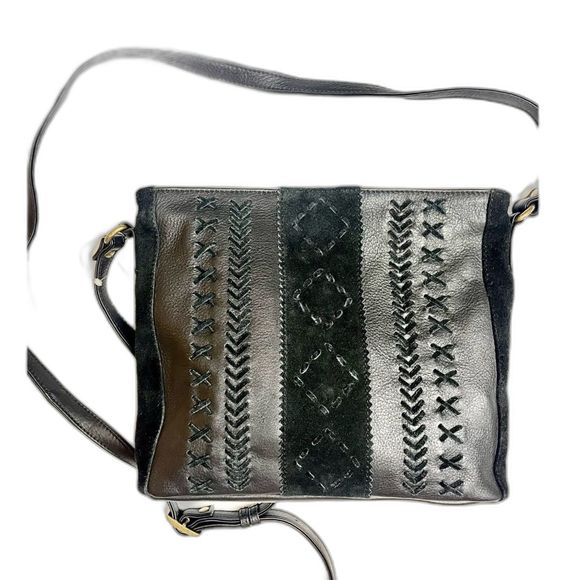 NWT SERRV Black Leather Crossbody Purse WESTERN, Ethically Made SERRV, MSRP $114 - Picture 1 of 13
